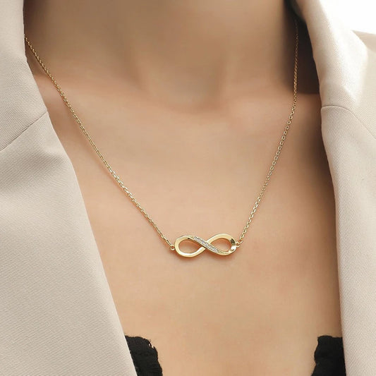 Colar Infinito em Aço Inoxidável com Zircónia
