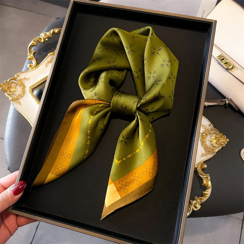 Silk-Touch Square Scarf Plaid Print Serenyah