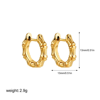 Bamboo Huggie Hoop Earrings | Gold-Plated Stainless Steel Serenyah