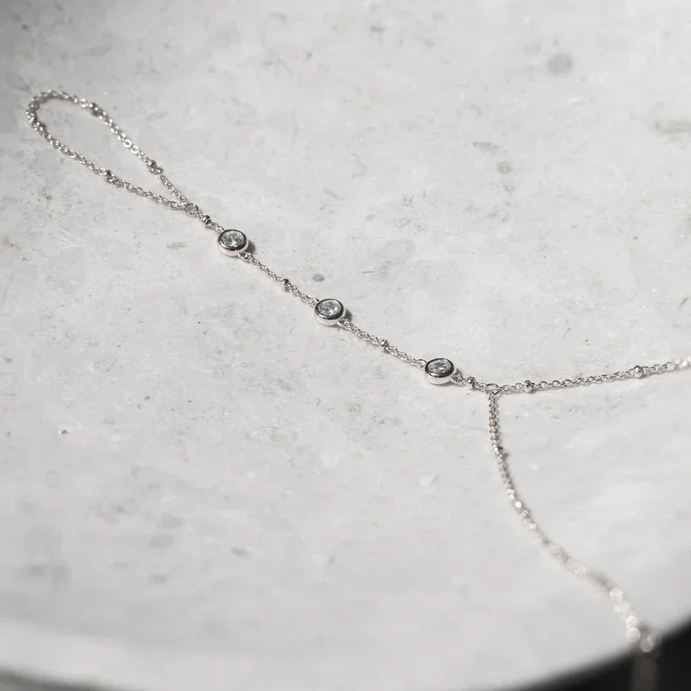 Zirconia Hand Chain Ring Bracelet | Gold-Plated Stainless Steel Serenyah