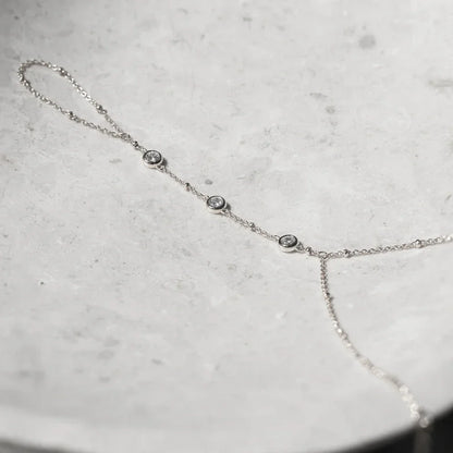 Zirconia Hand Chain Ring Bracelet | Gold-Plated Stainless Steel Serenyah