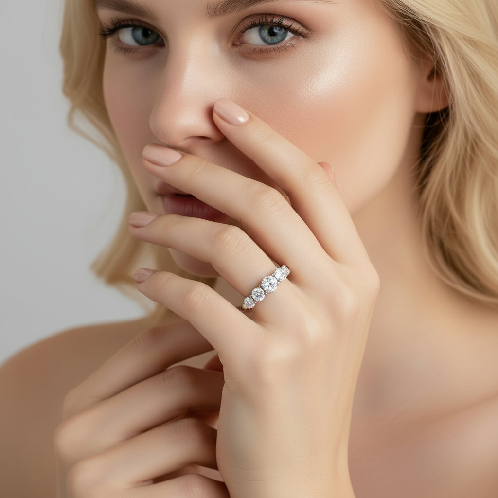 Anel Moissanite Coração Prata 925 - Pedra D VVS1 Corte Excelente