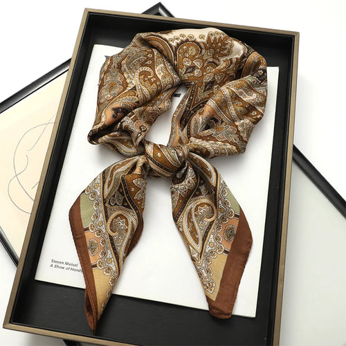 Silk-Touch Square Scarf Plaid Print Serenyah