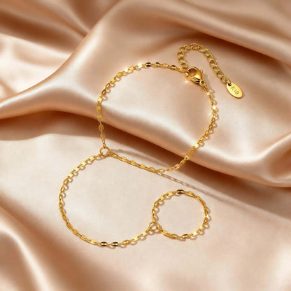 Mirror Link Hand Chain Bracelet | Gold-Plated Stainless Steel Serenyah