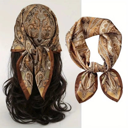 Silk-Touch Square Scarf Plaid Print Serenyah