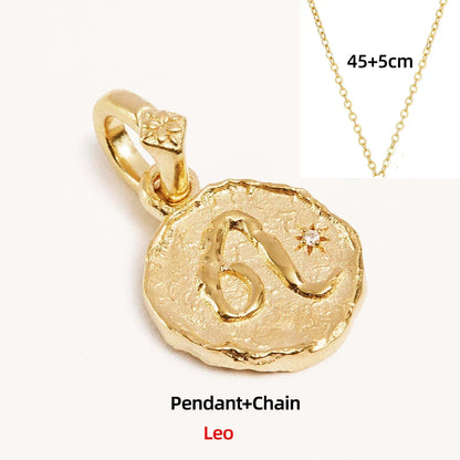 Zodiac Coin Pendant Necklace | All 12 Signs | Gold-Plated Stainless Steel Serenyah