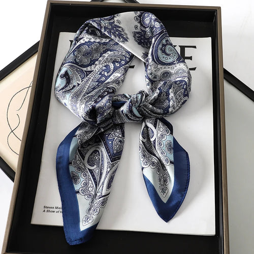 Silk-Touch Square Scarf Plaid Print Serenyah