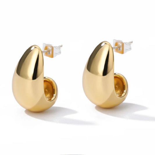 Chunky Dome Drop Stud Earrings | Gold-Plated Stainless Steel Serenyah