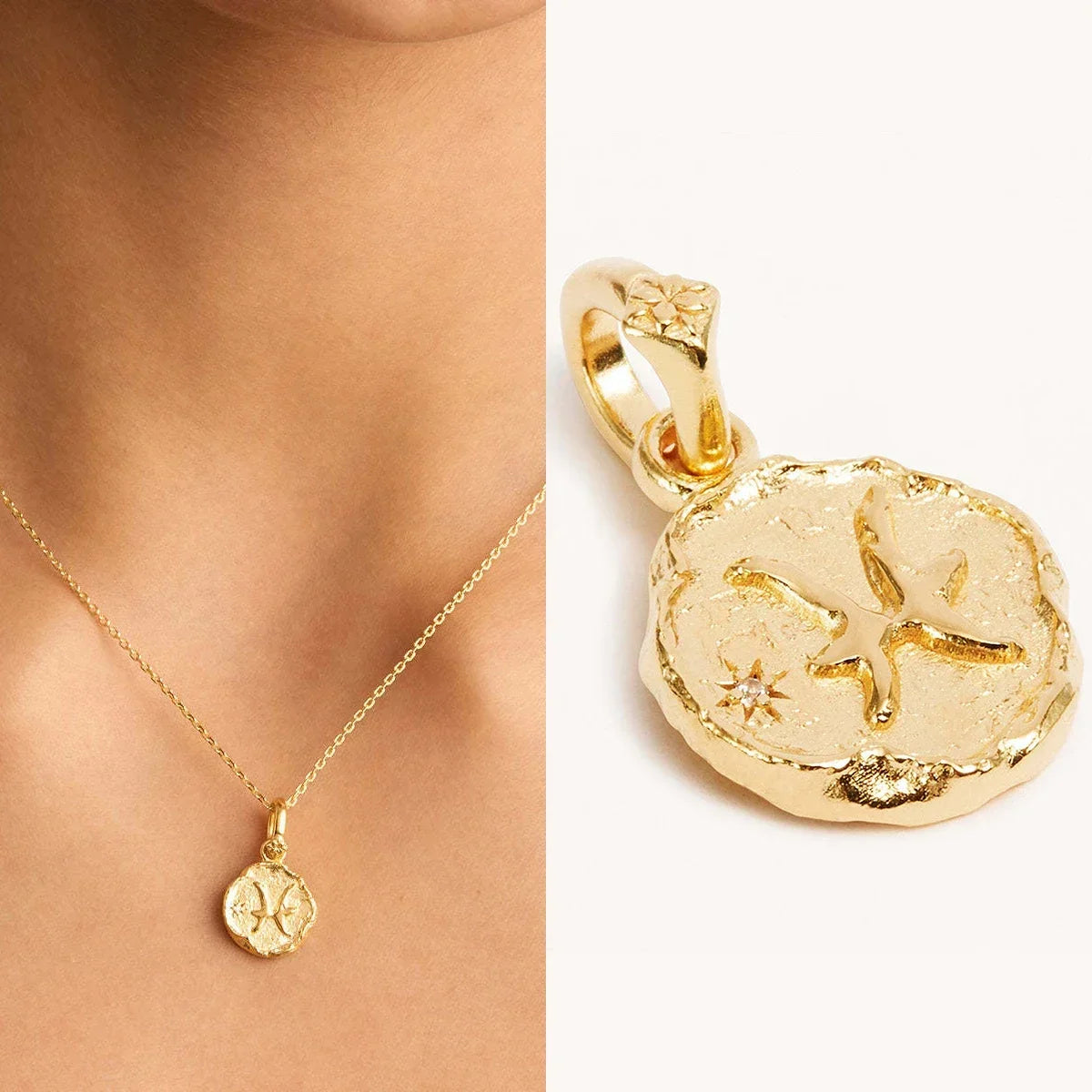 Zodiac Coin Pendant Necklace | All 12 Signs | Gold-Plated Stainless Steel Serenyah