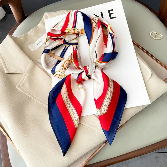 Silk-Touch Square Scarf Plaid Print Serenyah