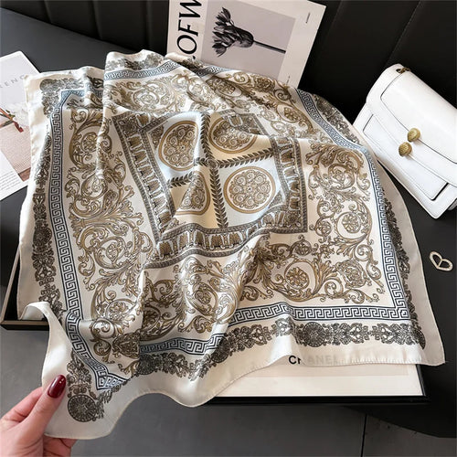 Silk-Touch Square Scarf Plaid Print Serenyah