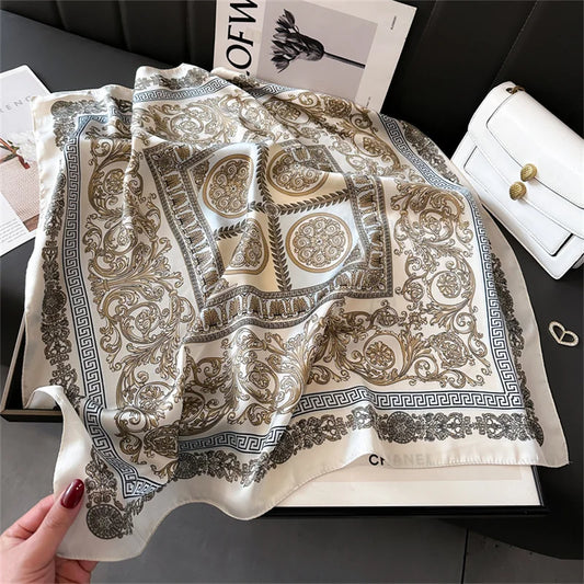 Lenço Quadrado Silk-Touch com Padrão Xadrez Serenyah