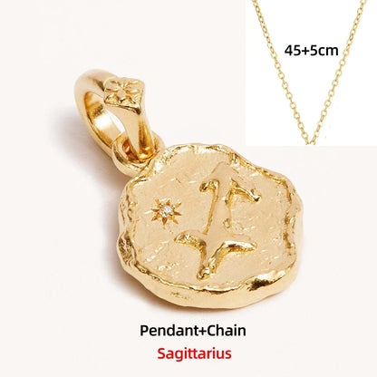 Zodiac Coin Pendant Necklace | All 12 Signs | Gold-Plated Stainless Steel Serenyah