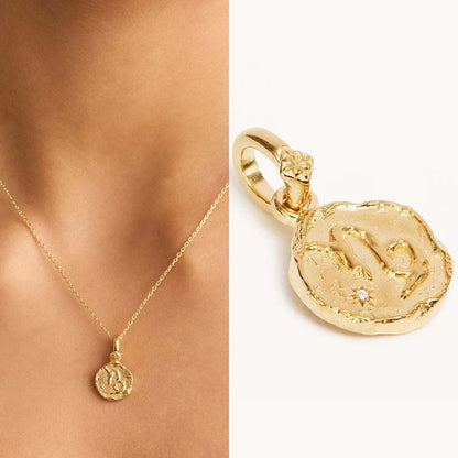Zodiac Coin Pendant Necklace | All 12 Signs | Gold-Plated Stainless Steel Serenyah