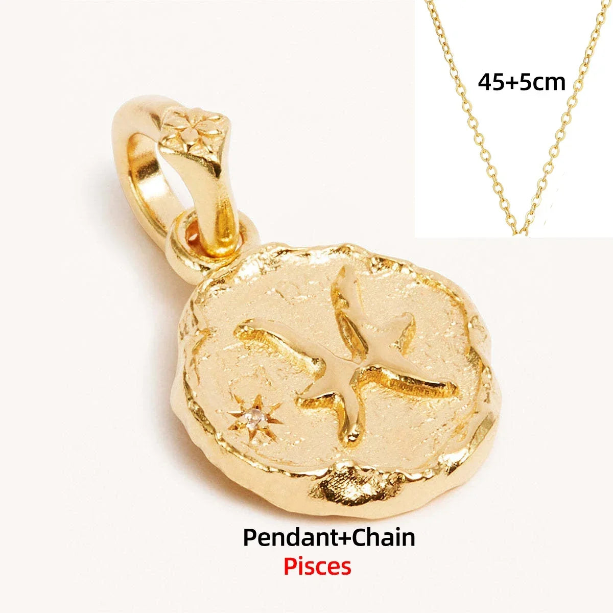 Zodiac Coin Pendant Necklace | All 12 Signs | Gold-Plated Stainless Steel Serenyah