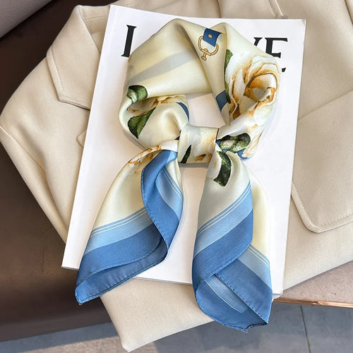 Silk-Touch Square Scarf Plaid Print Serenyah