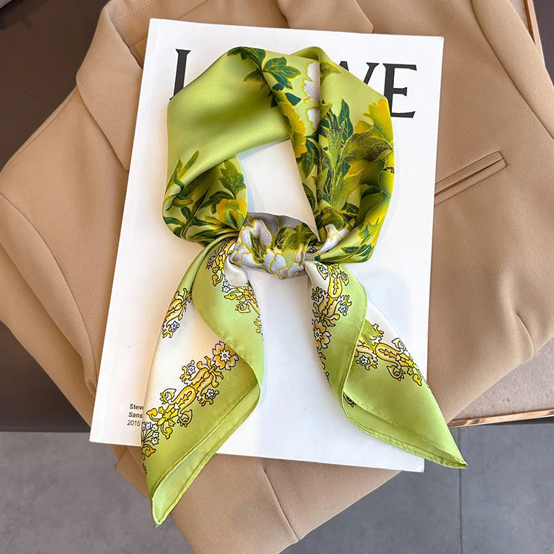 Silk-Touch Square Scarf Plaid Print Serenyah