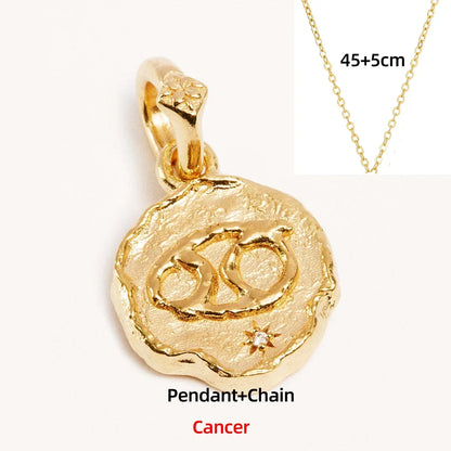Zodiac Coin Pendant Necklace | All 12 Signs | Gold-Plated Stainless Steel Serenyah