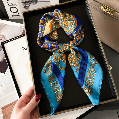 Silk-Touch Square Scarf Plaid Print Serenyah