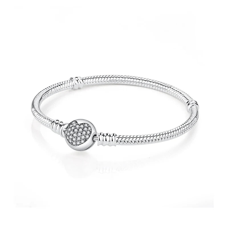 Pulseira Love Heart em Prata 925 com Charms