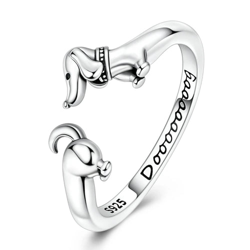 Dachshund Open Ring | Sterling Silver 925 Serenyah