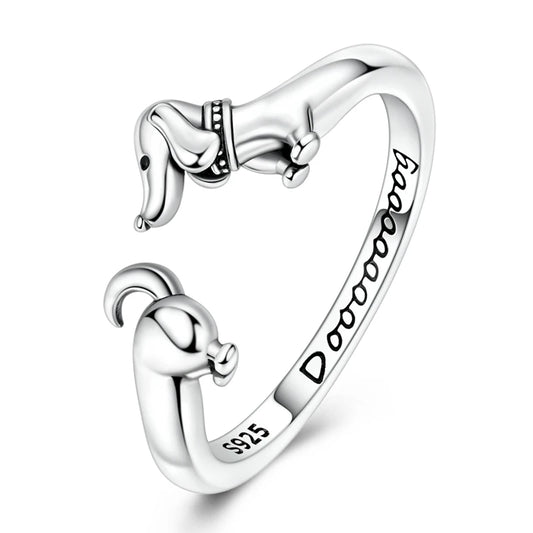 Dachshund Open Ring | Sterling Silver 925 Serenyah