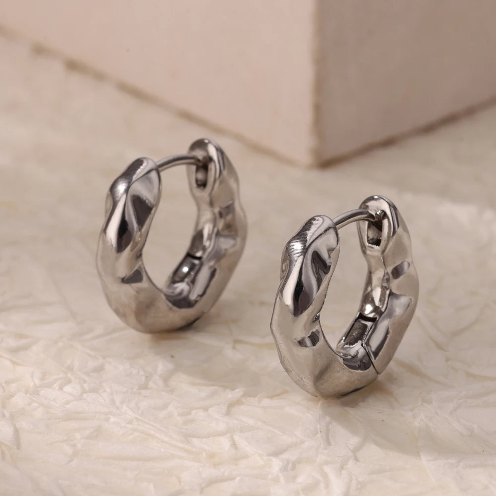 Brincos Argola Geométricos em Aço Inoxidável Dourado