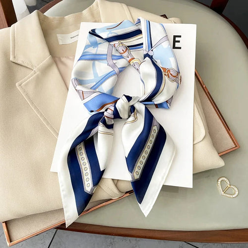 Silk-Touch Square Scarf Plaid Print Serenyah