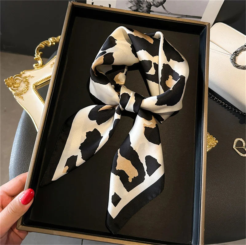 Silk-Touch Square Scarf Plaid Print Serenyah