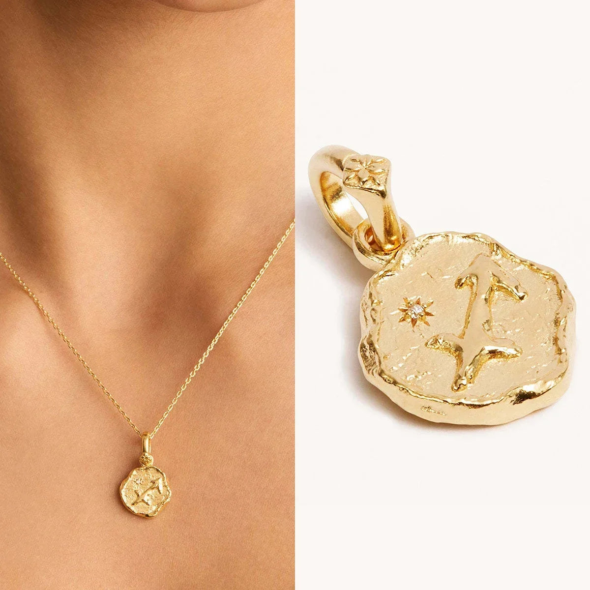 Zodiac Coin Pendant Necklace | All 12 Signs | Gold-Plated Stainless Steel Serenyah