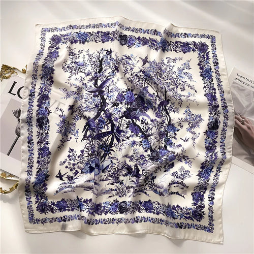 Silk-Touch Square Scarf Plaid Print Serenyah
