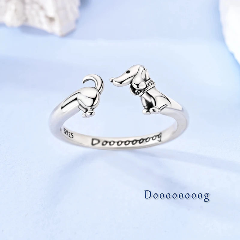 Dachshund Open Ring | Sterling Silver 925 Serenyah