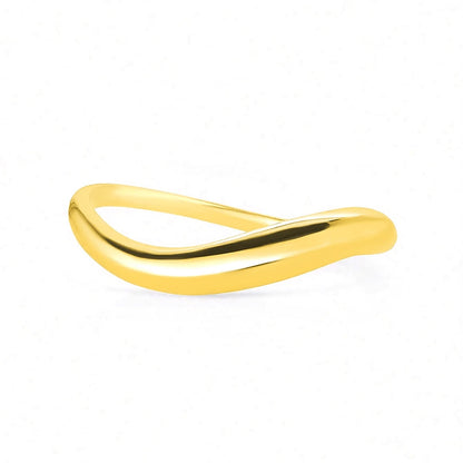 Wave Curve Pavé Zirconia Gold & Silver Ring Serenyah