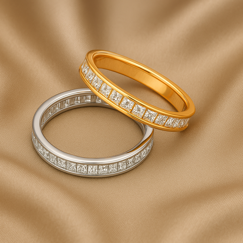 Anillo Liora – Anillo de banda plana de plata de ley 925 con línea de microcirconitas | Lujo minimalista