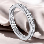 Liora Ring – 925 Silver ring with micro zirconias in a continuous line and flat band