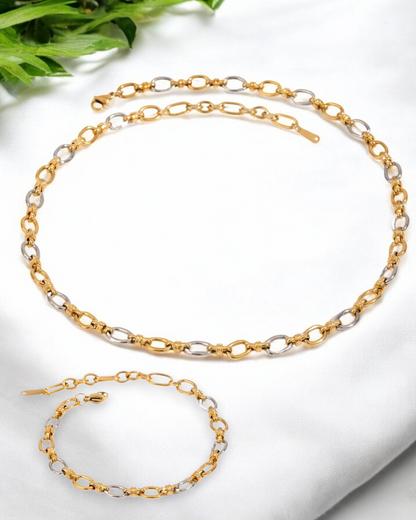 Addison Chain – Two-Tone Gold & Silver Stainless Steel Bracelet & Necklace | Serenyah