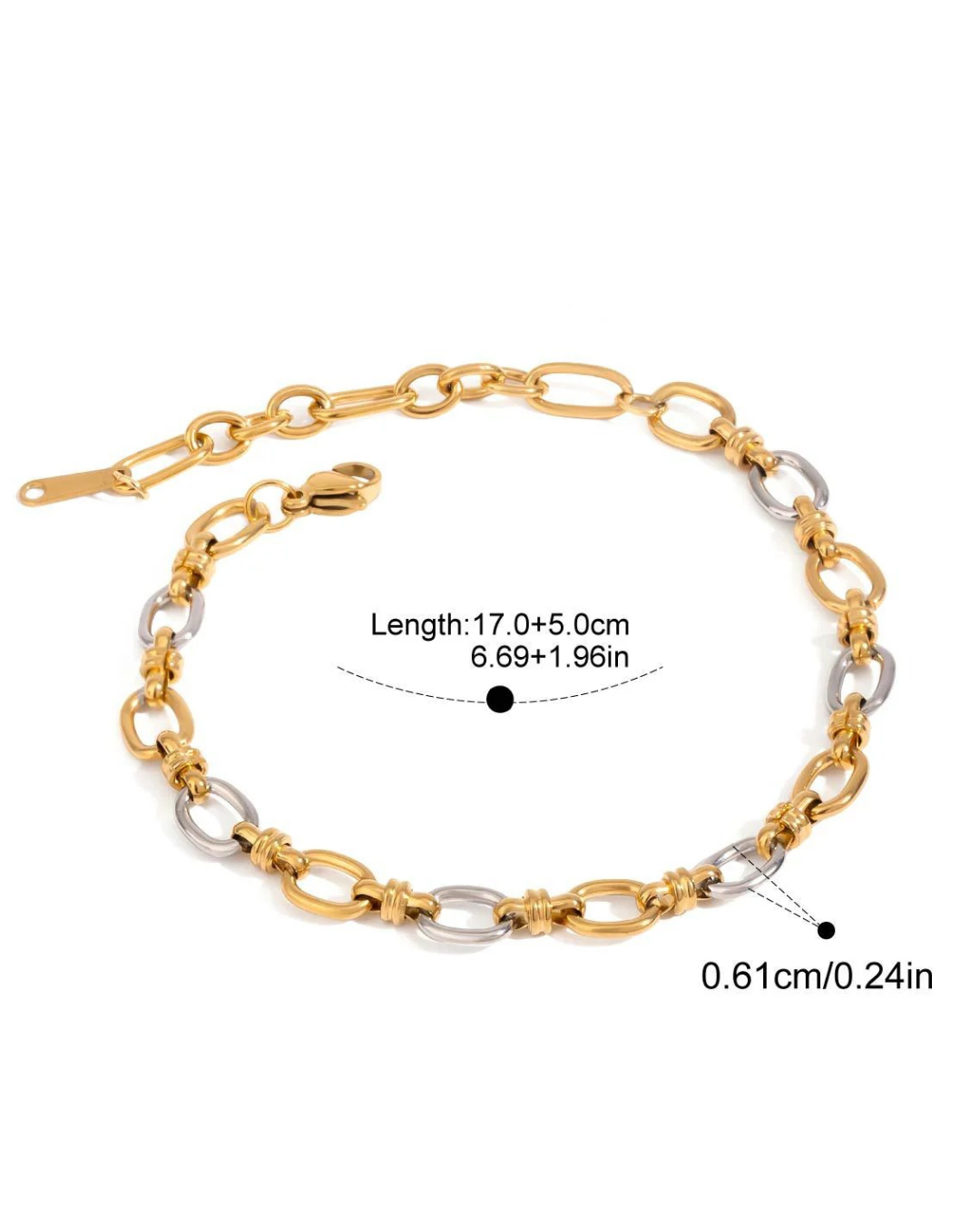 Addison Chain Bracelet and Necklace Two-Tone Stainless Steel Serenyah