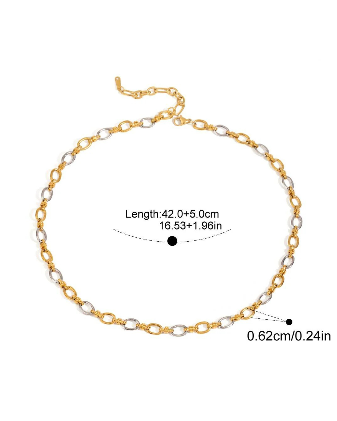 Addison Chain Bracelet and Necklace Two-Tone Stainless Steel Serenyah