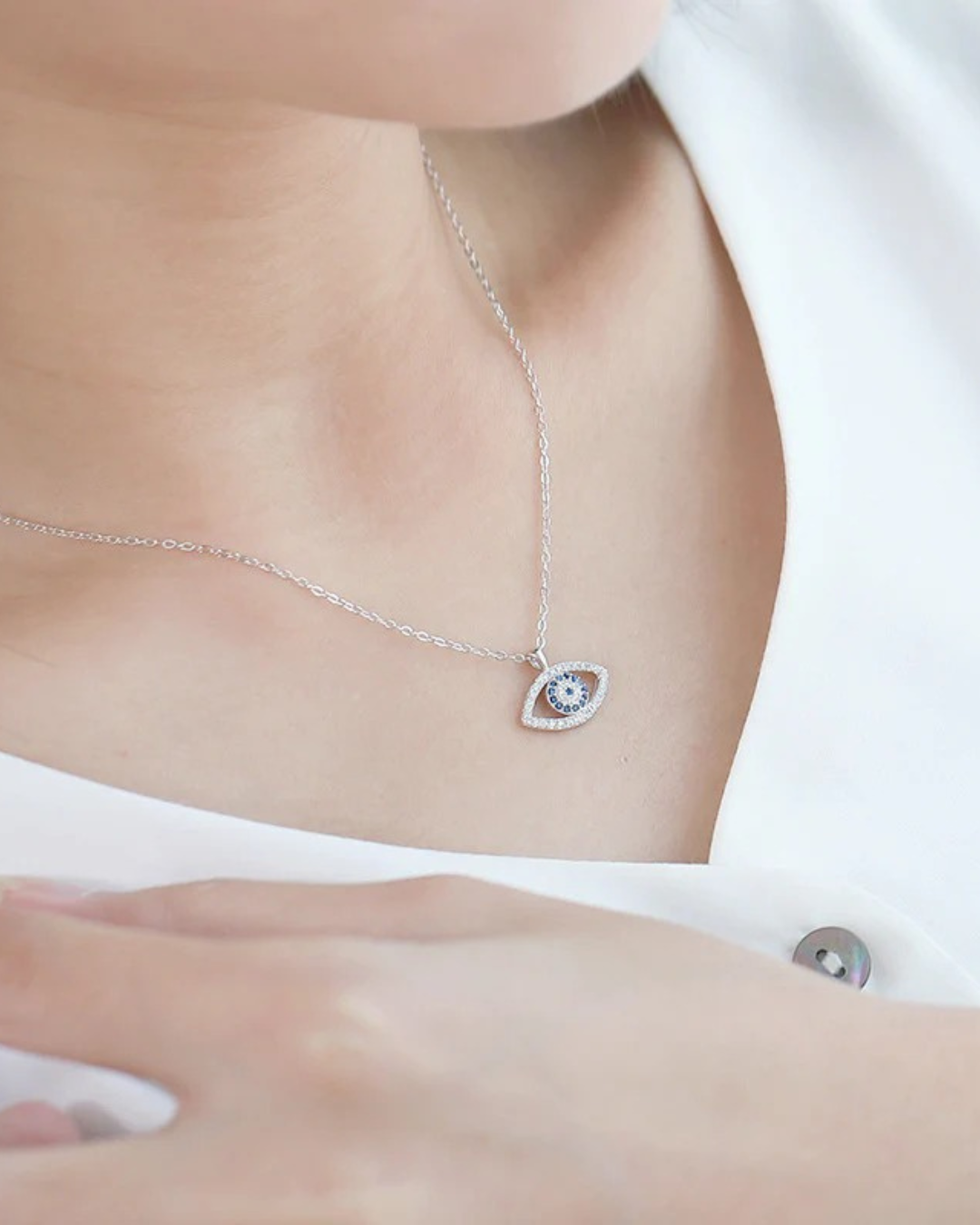 Collar de plata de ley 925 con colgante Ojo turco del Egeo – Serenyah