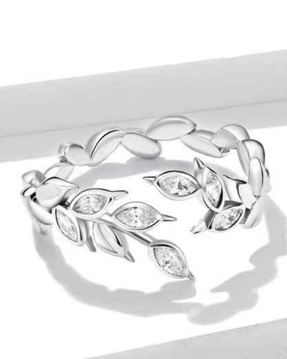 Aurina Ring – 925 Sterling Silver Wheat Ear Open Ring | Adjustable | Nature-Inspired Jewelry