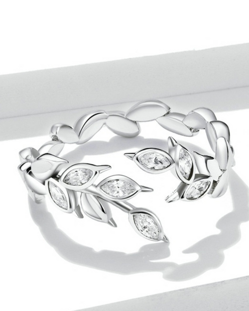 Aurina Ring – 925 Sterling Silver Wheat Ear Open Ring | Adjustable | Nature-Inspired Jewelry