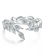 Aurina Ring – 925 Silver ring with wheat ear details and adjustable open band
