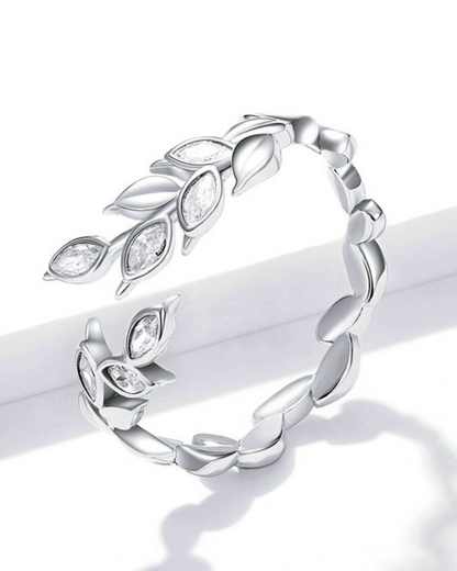 Aurina Ring – 925 Sterling Silver Wheat Ear Open Ring | Adjustable | Nature-Inspired Jewelry