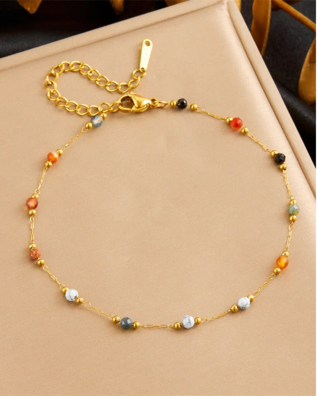 Aurora Anklet Tornozeleira de Aço Inoxidável e Pedras Coloridas Serenyah