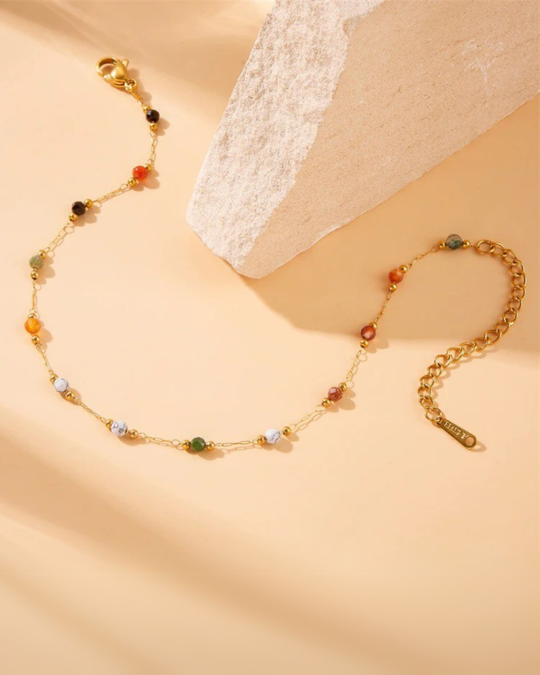 Aurora Anklet Tornozeleira de Aço Inoxidável e Pedras Coloridas Serenyah