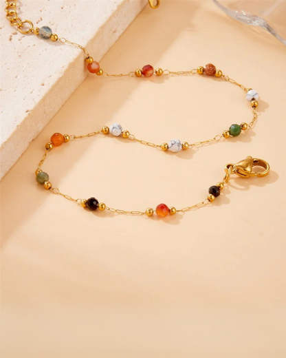 Aurora Anklet Tornozeleira de Aço Inoxidável e Pedras Coloridas Serenyah