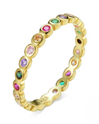 Auryn Ring – 925 Silver Ring with Rainbow Style Colored Stones in Silver or Gold
