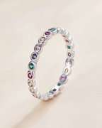 Auryn Ring – 925 Silver Ring with Rainbow Style Colored Stones in Silver or Gold