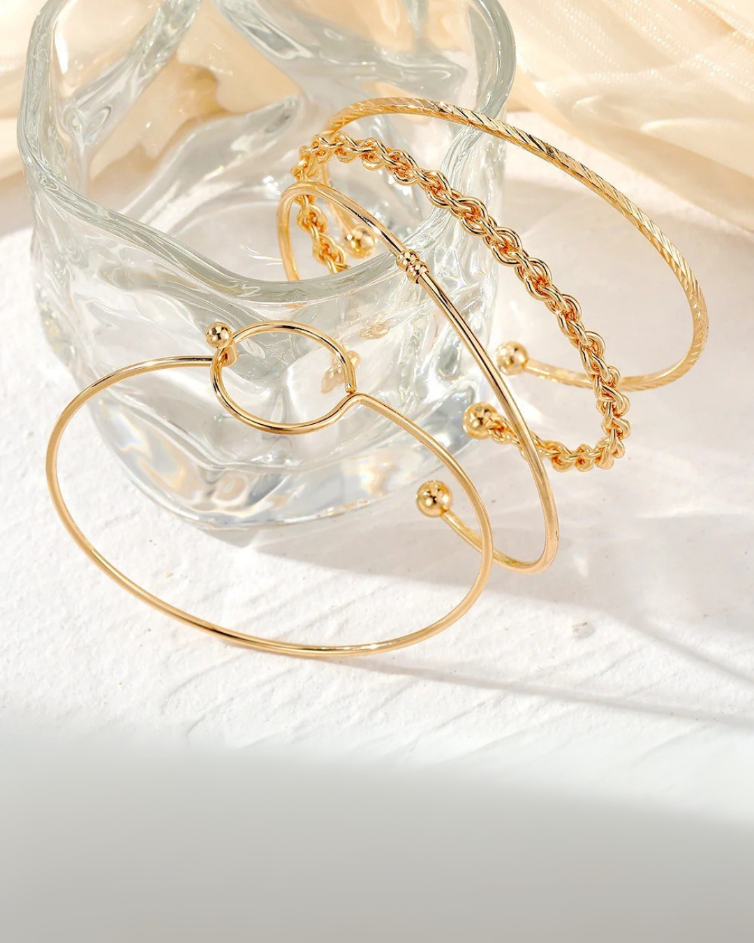 Capri Set – 4-Piece Geometric Bracelet Stack for Women | Gold & Silver | Serenyah