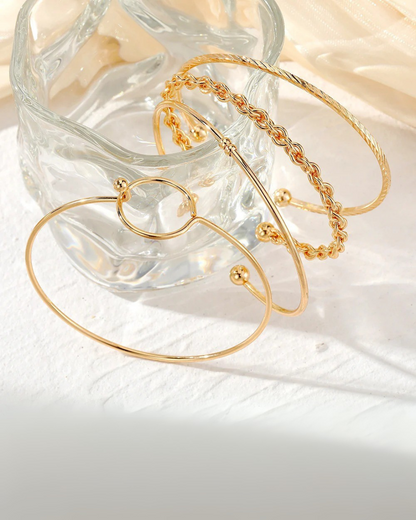 Capri Set – 4-Piece Geometric Bracelet Stack for Women | Gold & Silver | Serenyah